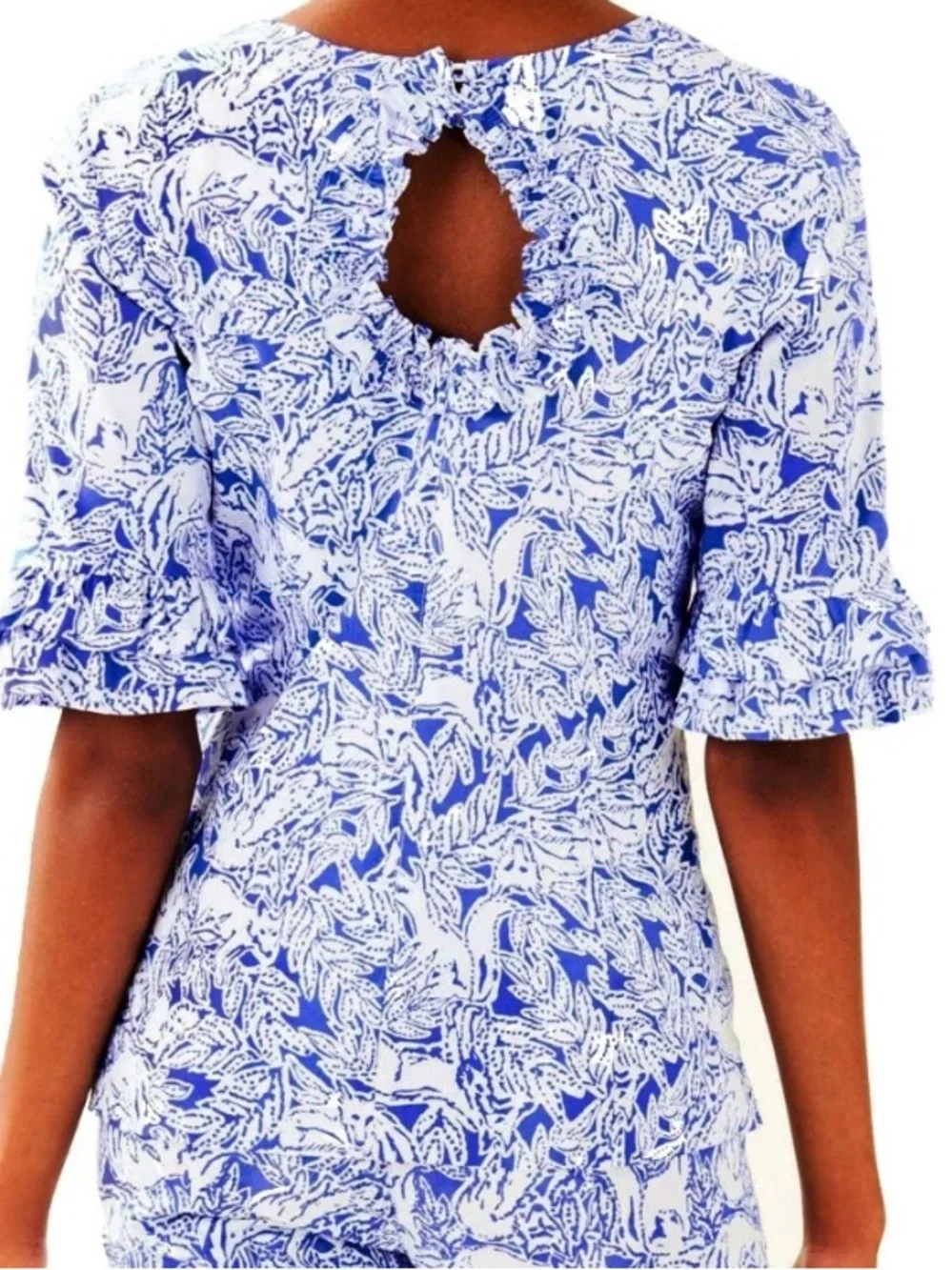 Lilly Pulitzer Sz 4 Fiesta Top Coastal Blue Fancy Feet